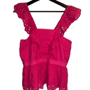 Banana Republic Fuchsia Eyelet Ruffle Blouse